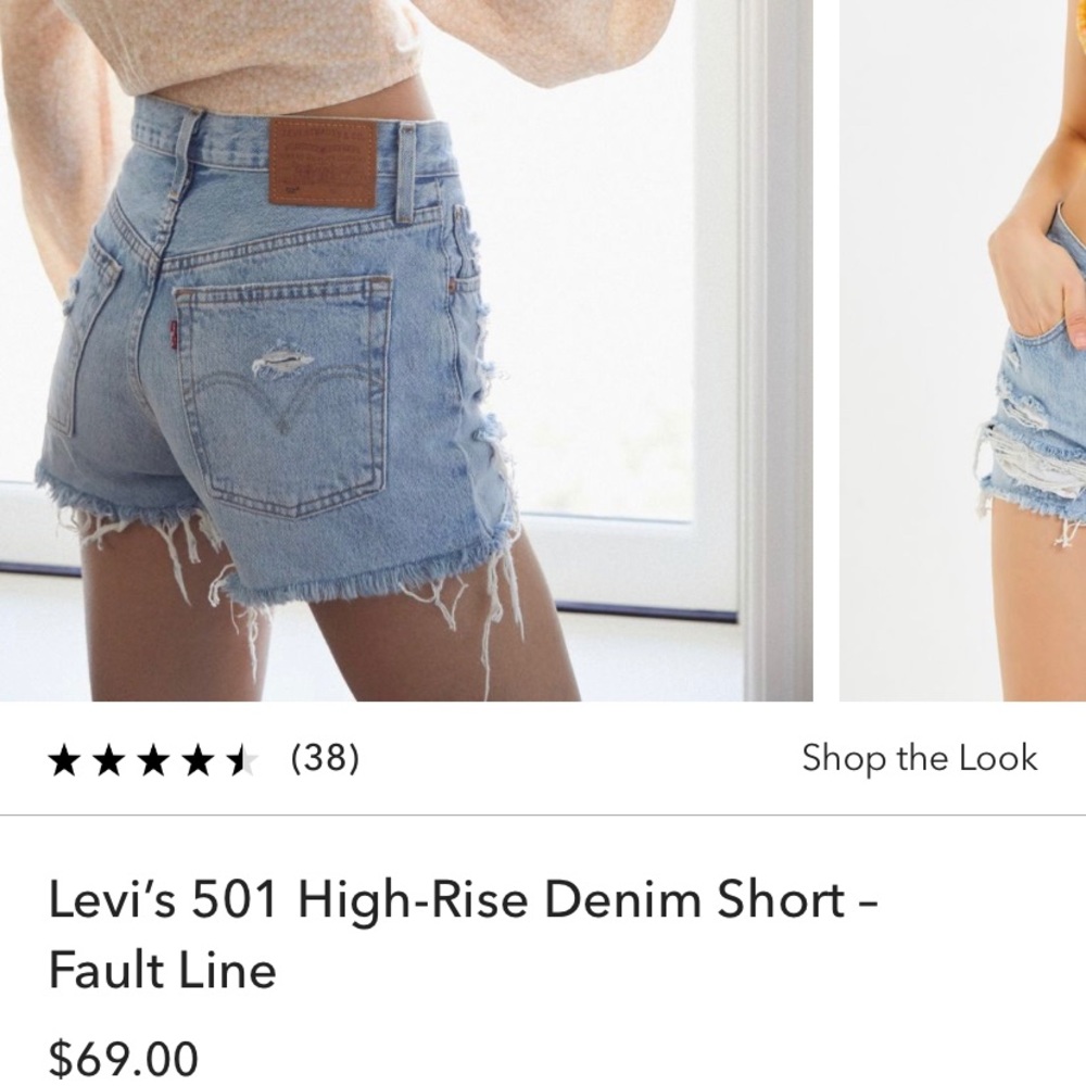 Levis 501 high rise denim shorts